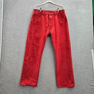 Levi's 501XX Men Jeans W36L30 Red Denim Straight Button Fly Cotton Logo